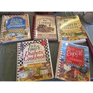 Lot of 5 Fix-It and Forget-It Cookbooks Old-Fashioned Cookies Slow Cooker Recipe